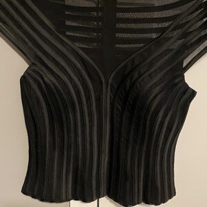 Stunning 🖤JS Collections Black Sheer Striped Corset Style Blouse